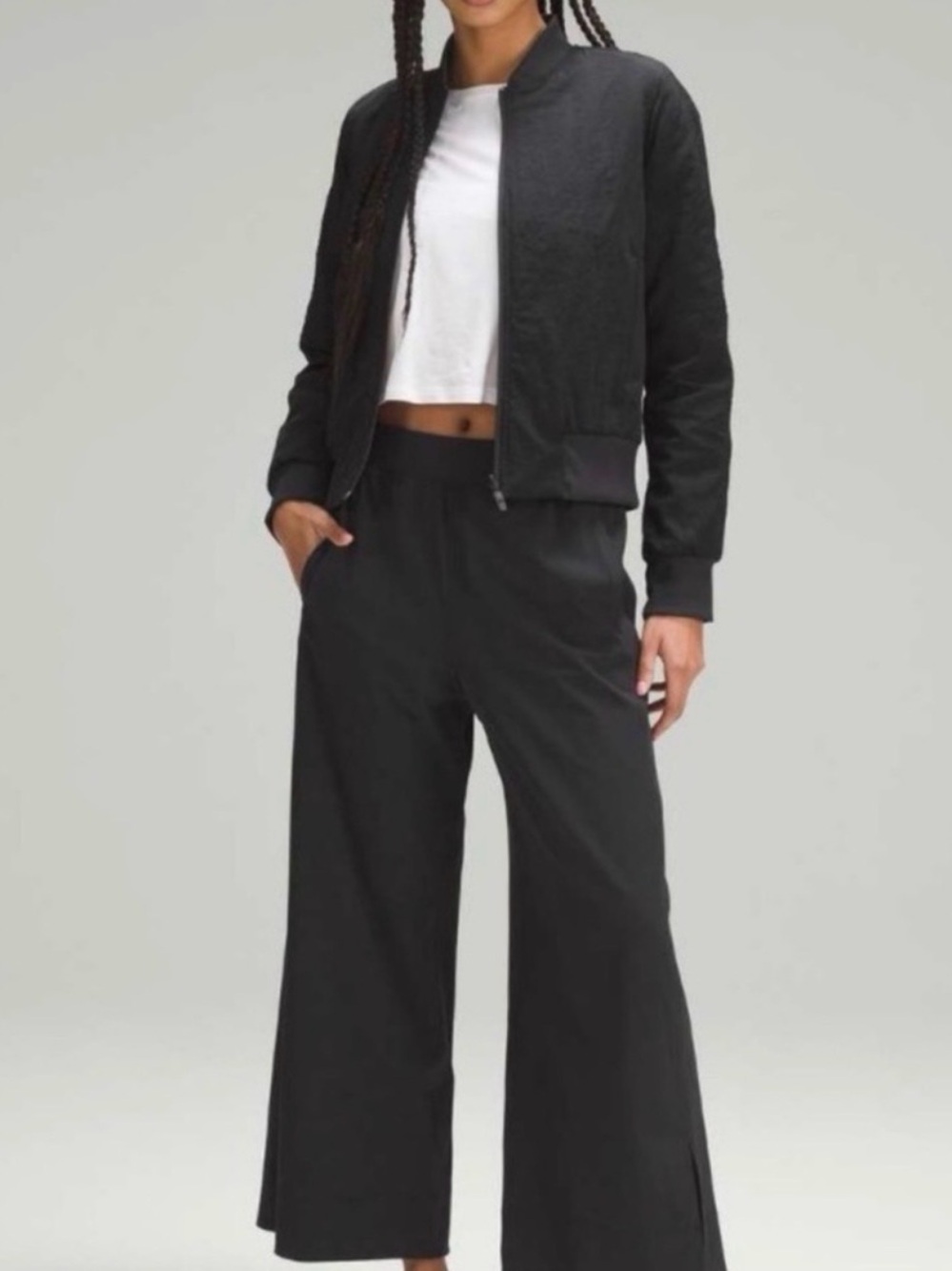 Lululemon Stretch Woven Wide-Leg High-Rise Cropped Pants - Black - Large